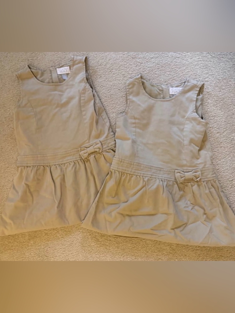 The Children's Place Girls' Sleeveless Khaki Dress with Waist Bow
